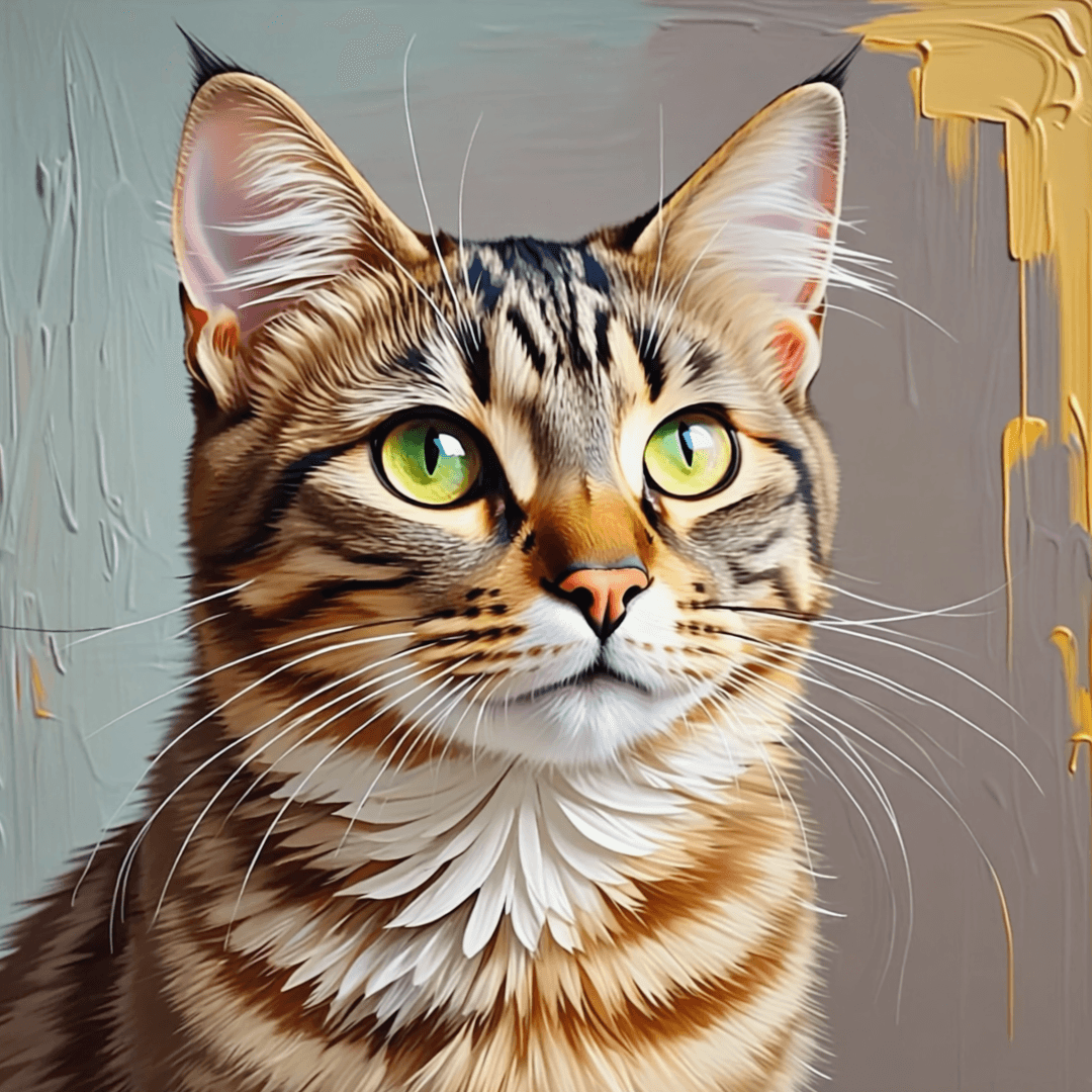 Retrato óleo de gato europeo